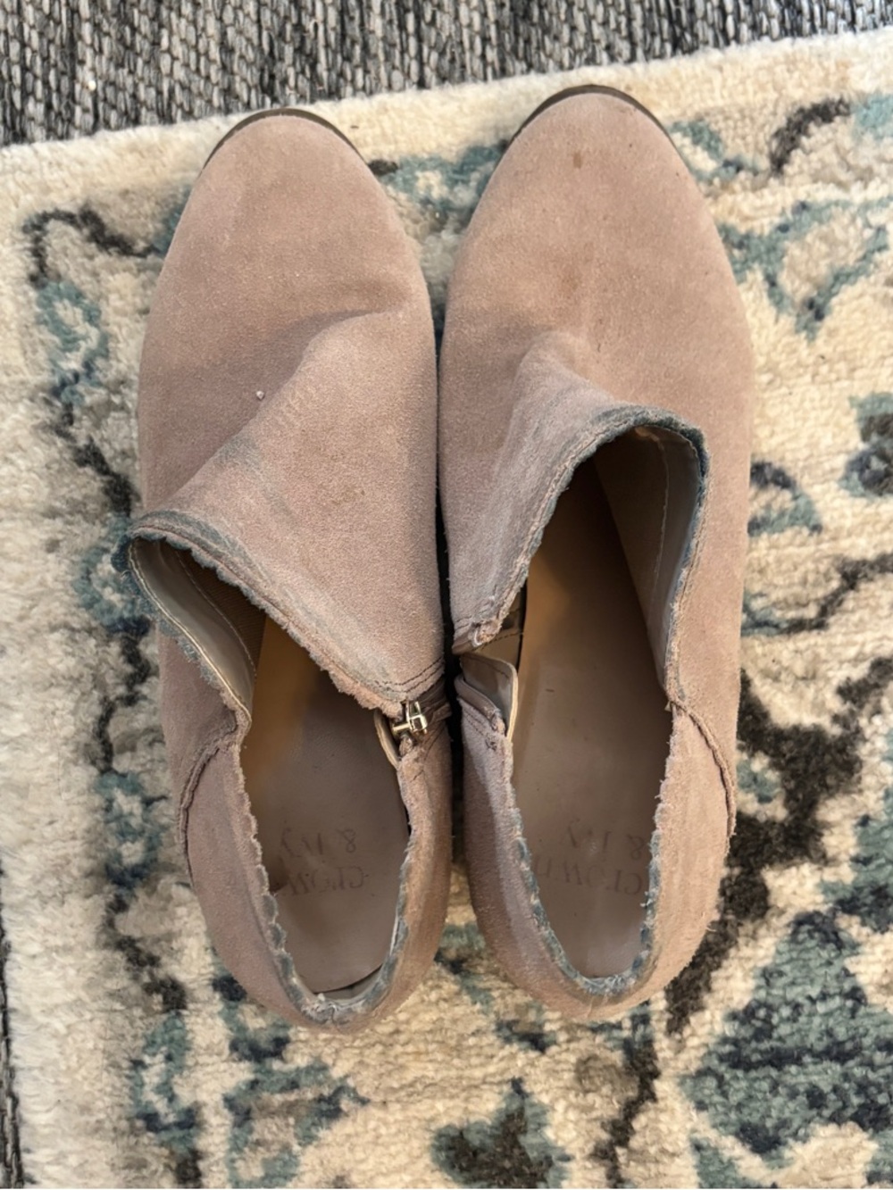 Crown & Ivy Taupe Suede Ankle Booties